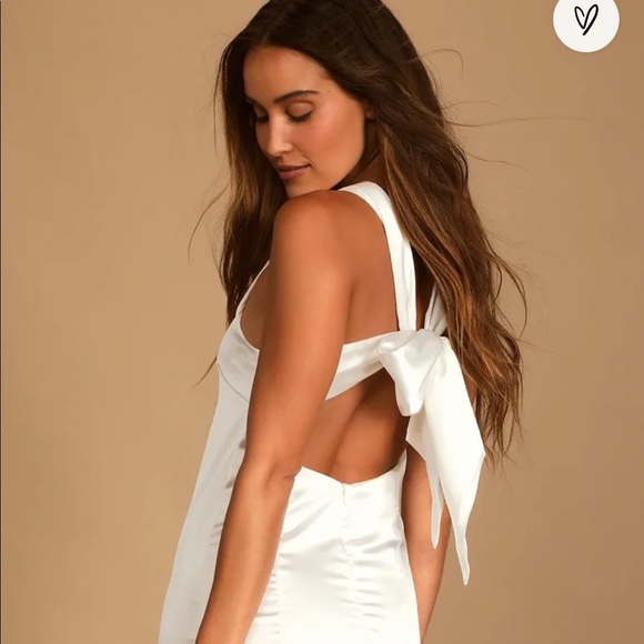 NWT Lulus Joyful White Satin Tie-Back Mini Dress - Picture 6 of 10